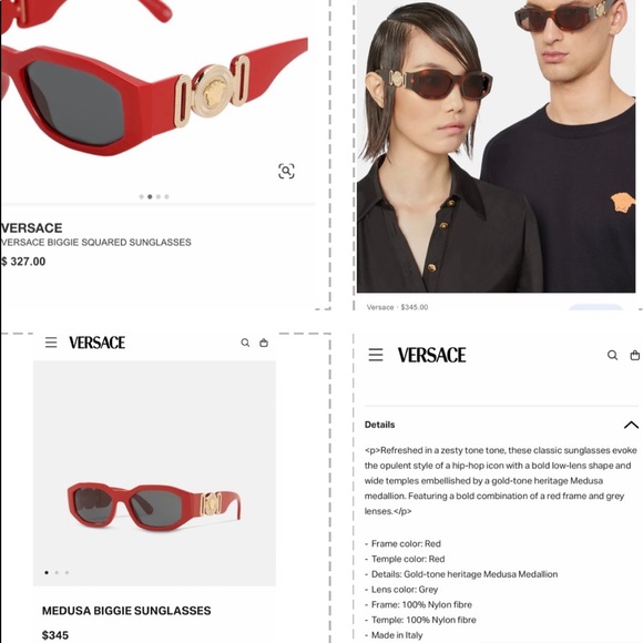 VERSACE UNISEX STRIKING RED AND GOLD SIGNATURE MEDUSA MOTIF SUNGLASSES main image 10